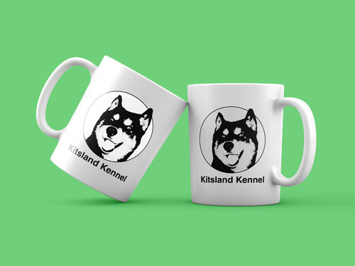 Photographie du logo  Kitsland kennel sur des tasses