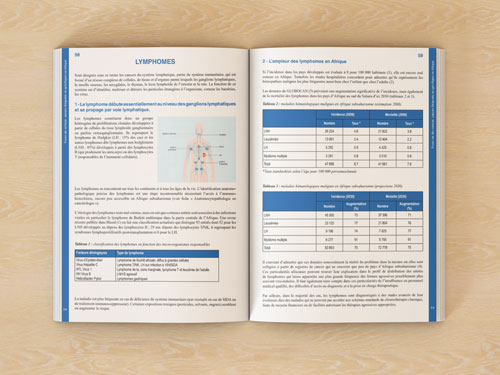 Photographie de la mise en page du livre sur les cancers en Afrique francophone